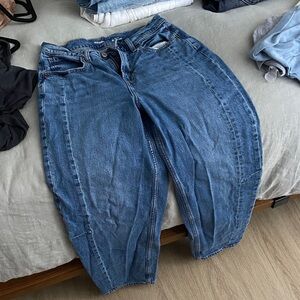 Classic Blue Denim Jeans- barrel jeans